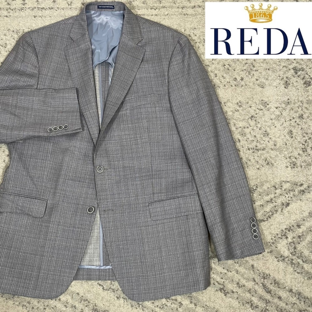 Hart Schaffner Marx Reda 1865 Wool Blazer Grey Micro Check 44L New York Fit EUC